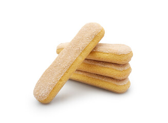 Italian sponge fingers or savoiardi cookies isolated on white background