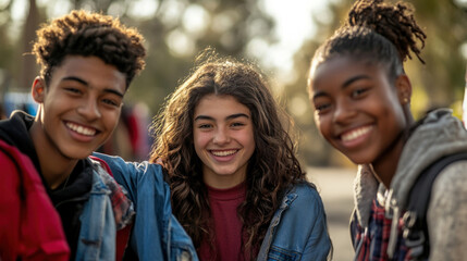 Fototapeta premium Young people swapping clothes at an outdoor clothing exchange