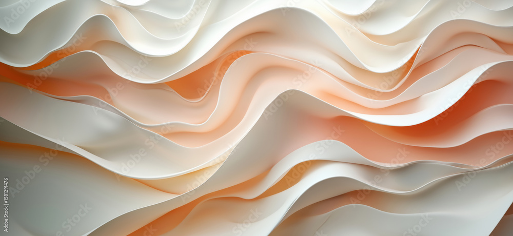 Poster abstract wave patterns in soft peach and cream colors creating a fluid design.