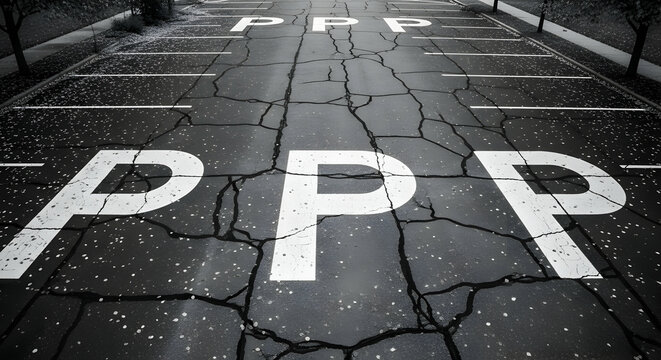 Monochromatic Parking Spaces With Visible Cracks On An Asphalt Surface