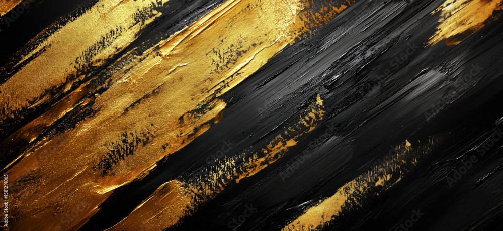 Poster abstract black and gold textured background with dynamic brush strokes.