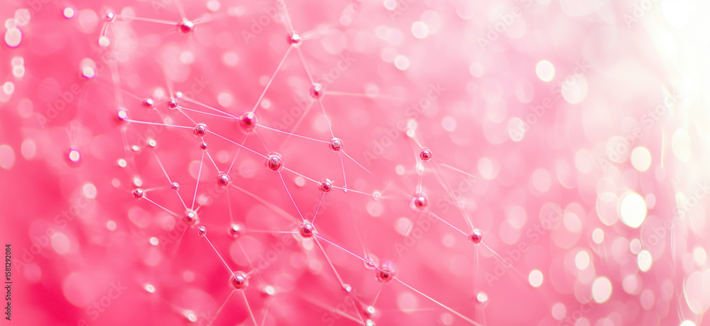 Poster abstract pink network with nodes and connections representing data visualization.