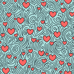 Cute hand drawn hearts seamless pattern