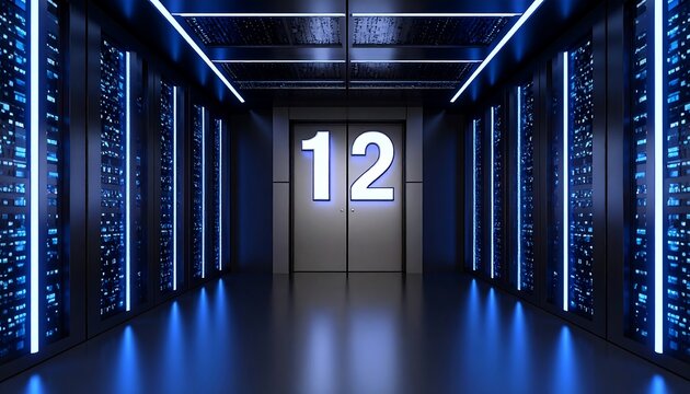 Futuristic server room interior