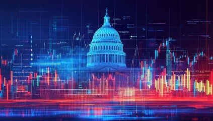 Capitol Building overlaid with financial data