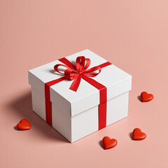 Obraz premium vector flatart Valentine's Day gift box with decoration close up