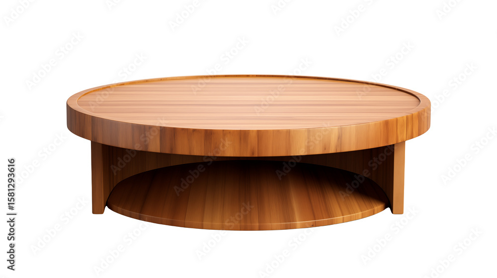 Fototapete modern wooden coffee table design with a circular shape stands out in its simplicity element isolate