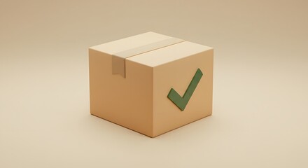 Obraz premium Package box outline stamped by checkmark