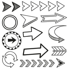 Arrow direction icons in circular and sketch styles
