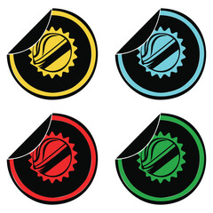 Colorful sticker icons with megaphone symbol