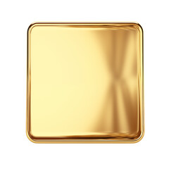 Luxurious gold square with a sleek, reflective surface on a transparent backdrop, ideal for graphic design. element isolated on transparent background.