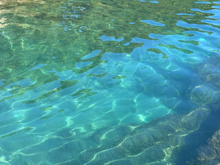 Amazing clear sea turquoise blue surface.