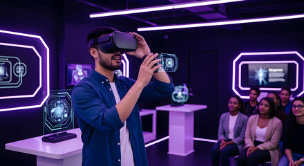 Interactive Virtual Reality Experience Demonstrates Technology To A Captivated Audience