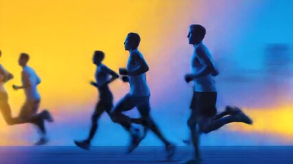 Energetic marathon runners embody community spirit and perseverance in a bustling city race.