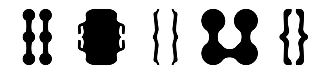 Collection of unique abstract shapes in black and white simple background