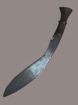 A vintage Kukri (or Khukuri) from the Second World War on a plain background