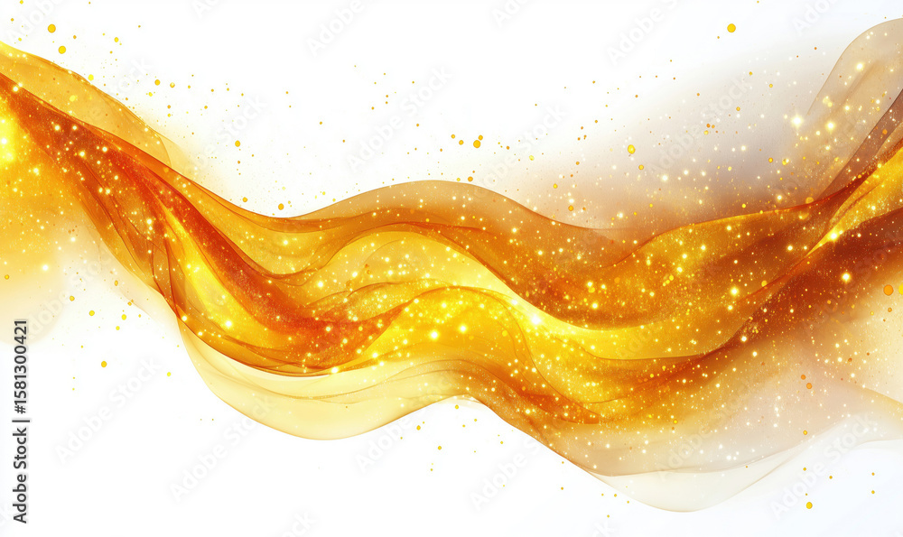 Aufkleber golden wave abstract background with sparkling light effects and flowing textures.