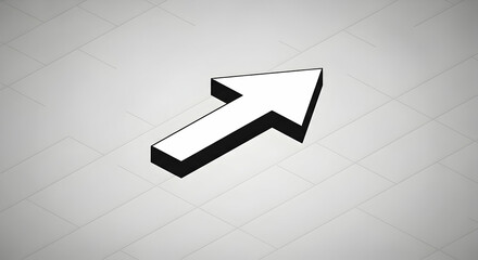 Isometric Arrow Pointing Upward Direction on a Tile Grid Background Design