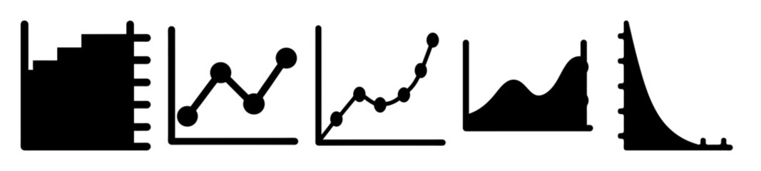 Different types of charts and diagrams depicting various statistical data visualization