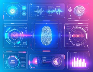 Fototapeta premium Abstract blue digital background with futuristic circles and technology pattern