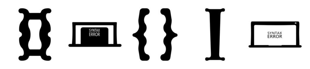 Collection of programming related symbols including syntax error on laptops