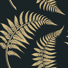 Elegant golden fern leaves pattern design on a transparent background