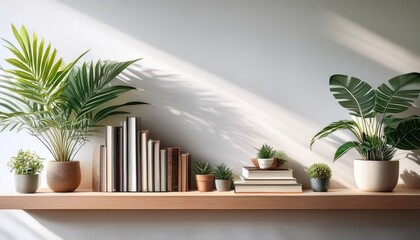 cozy minimalist home decor shelves displaying houseplants and books zoom virtual background cozy interior backdrop living room background virtual meetings