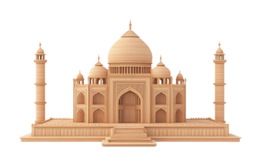 Taj Mahal for Iconic Architecture and Historic Landmarks - Isolated on White Background