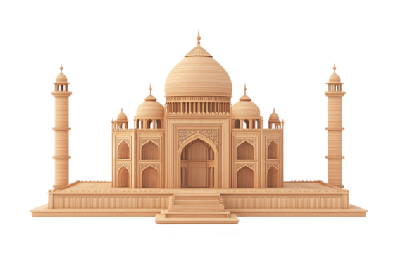 Taj Mahal for Iconic Architecture and Historic Landmarks - Isolated on White Background