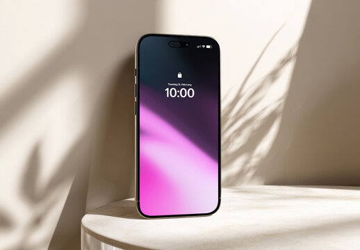 Smartphone Mockup on Beige Textured Surface with Shadows