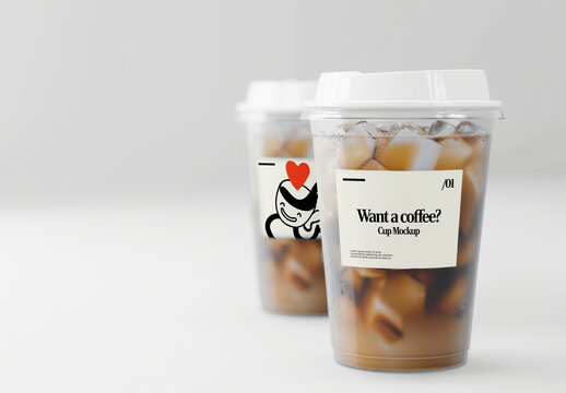 Iced Coffee Cup Mockup with Minimal Label Design