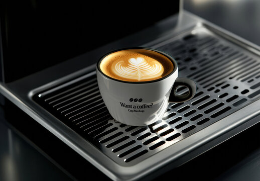 Coffee Cup Mockup on Espresso Machine Drip Tray