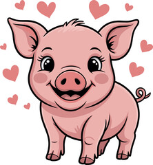 Adorable cartoon piglet