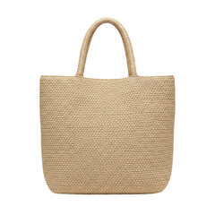 A woven straw tote bag isolated on transparent background is perfect for beach trips and summer fashion