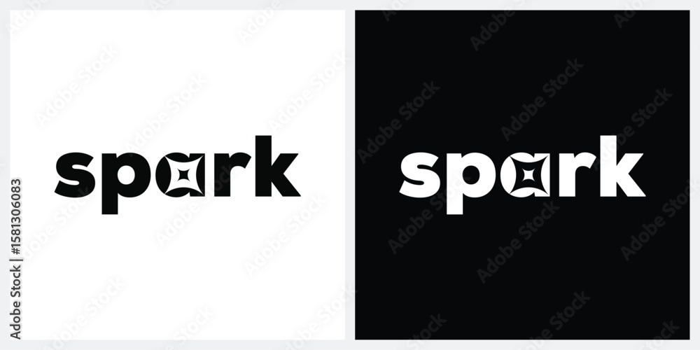 Fototapete word mark spark logo design, typography text spark graphic icon vector