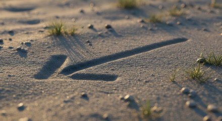 Left Directional Sand Arrow Pointing Guidance Concept In Sandy Landscape