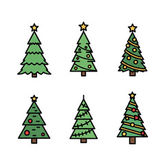 A set of festive christmas trees isolated on transparent background offers a variety of decorative holiday designs