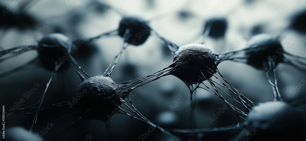 Aufkleber close-up view of interconnected neurons showcasing intricate neural networks.