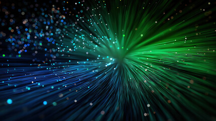 Naklejka premium Futuristic Fiber Optics Vector Background – Abstract Laser Light Beams and Optical Lines with Bokeh – Technology Design Element Illustration