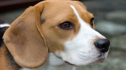 Beagle dogs face in profile