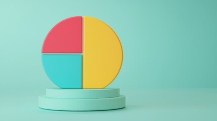 Colorful pie chart on podium