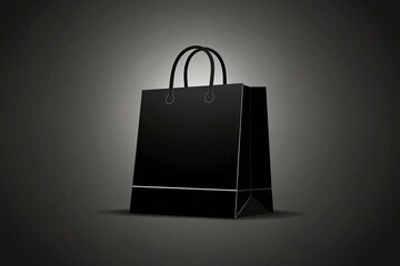 Sleek black shopping bag in a studio setting, emphasizing modern design and luxury retail packaging for branding purposes.