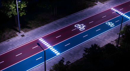 Illuminated Bicycle Path at Night Enhancing Safety and Promoting Sustainable Transportation Initiatives