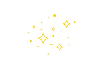 Gold celebration design elements. Golden stars and dots isolated on transparent background. Gold glitter holiday decoration. Luxury sparkle stars for your design, PNG