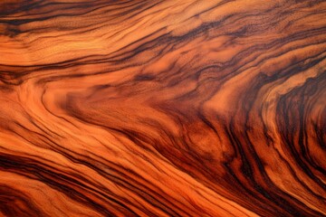 Polished exotic rosewood surface, bold red-brown color, dramatic swirling lines and rich luxurious feel for premium design.