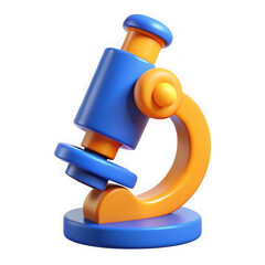 Cartoon microscope with blue and orange colors isolated on transparent background