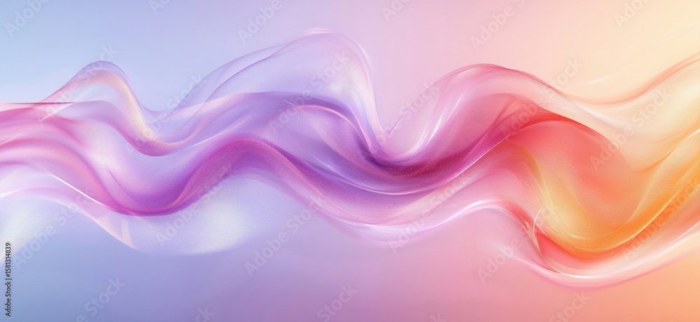 Poster abstract flowing waves in soft pastel colors creating a serene and calming atmosphere.