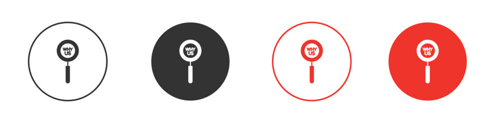 Why us icon pictogram in solid version.