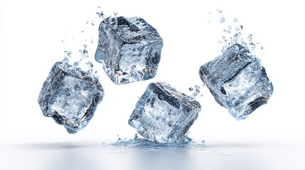 Obraz premium Flying ice cubes isolated on transparent background 