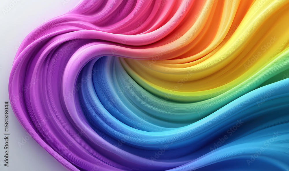 Poster colorful flowing waves in vibrant rainbow hues creating a dynamic abstract background.